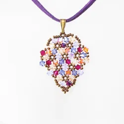 Pendant 40cm - Terence Grapes-Purple Suedine - Pendant 40cm - Laiton bronze